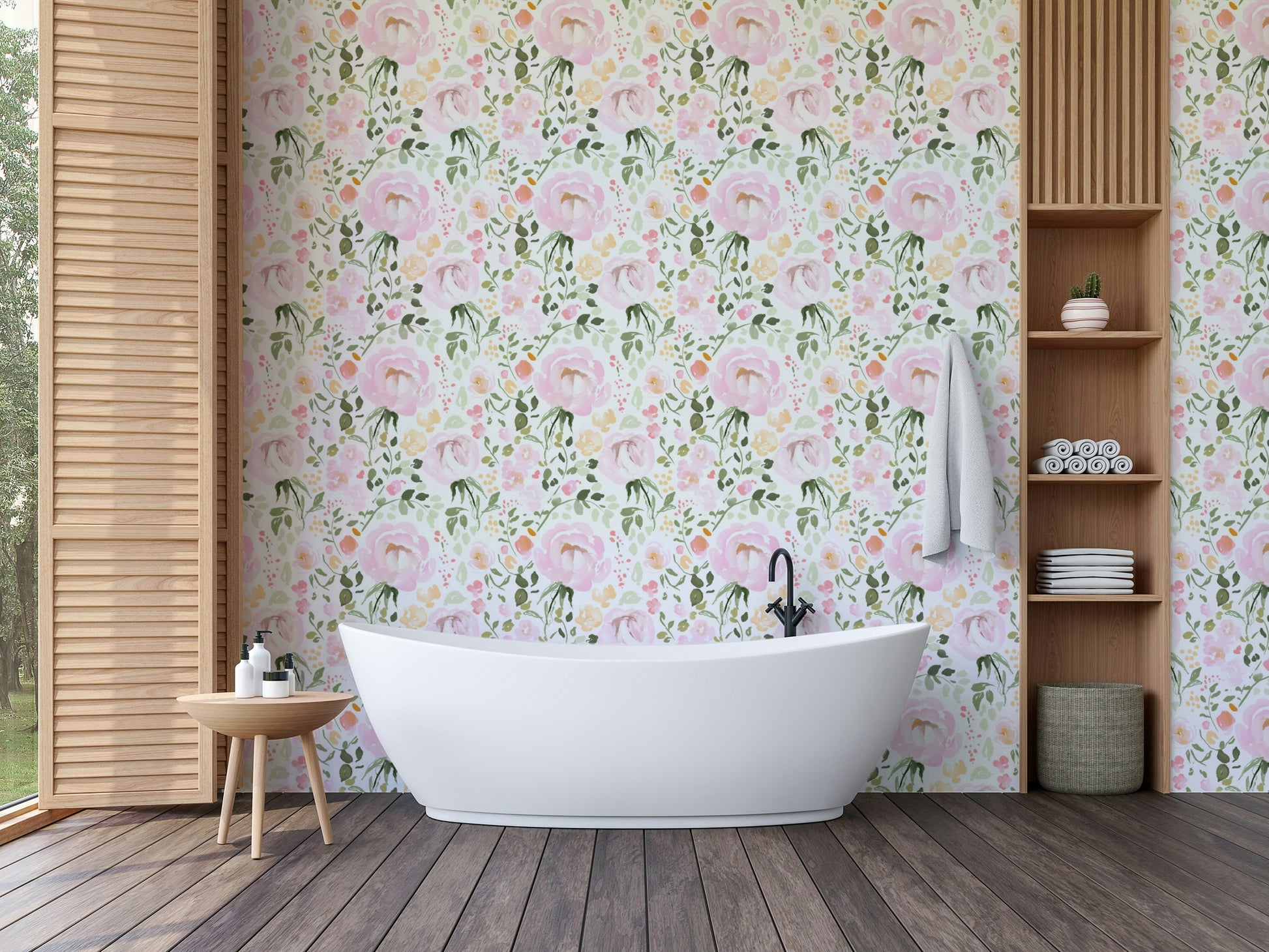 A contemplative rose garden wallpaper mural for a feature wall.

