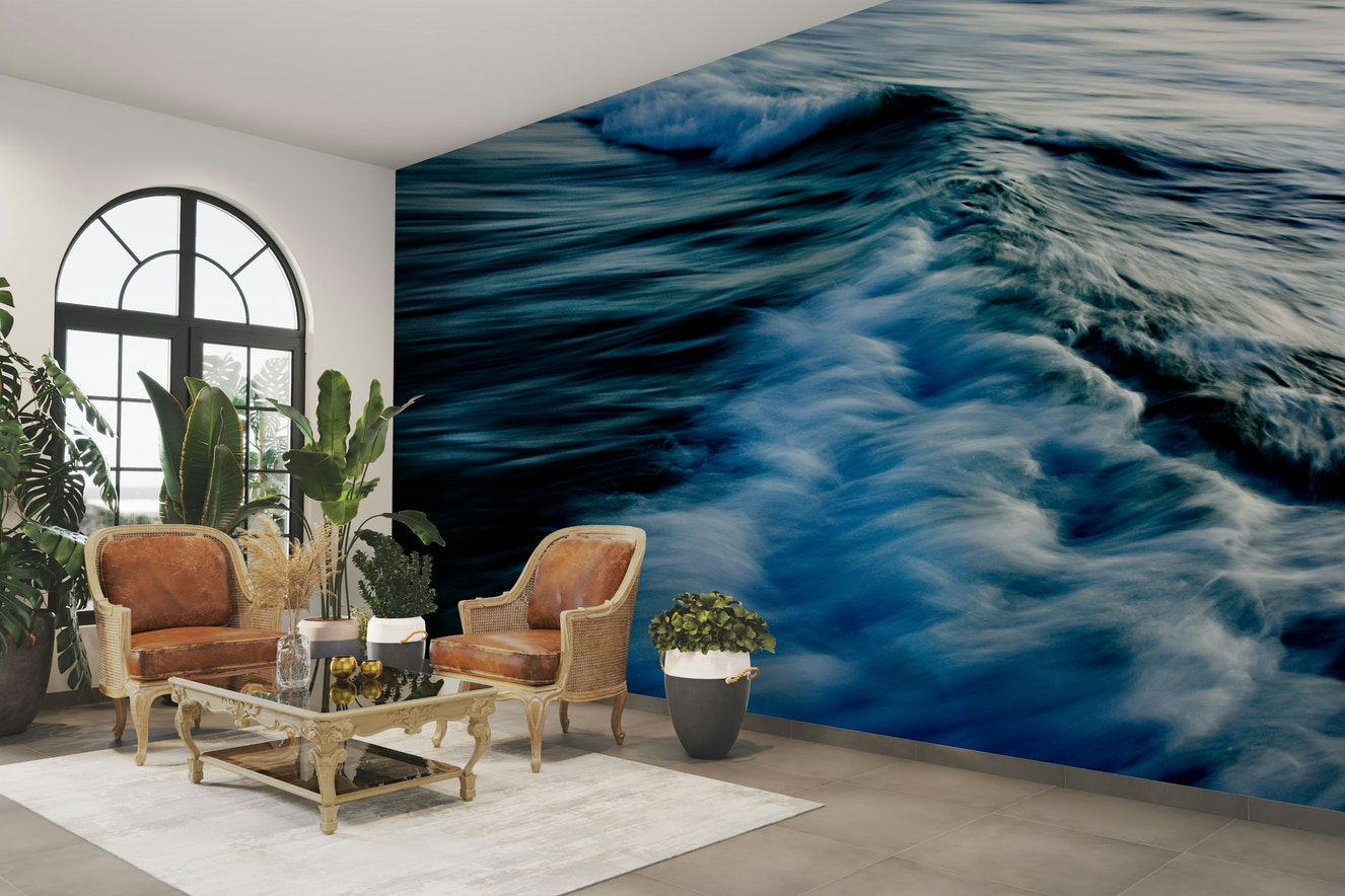 A beautiful abstract wave wallpaper mural for a modern home.


