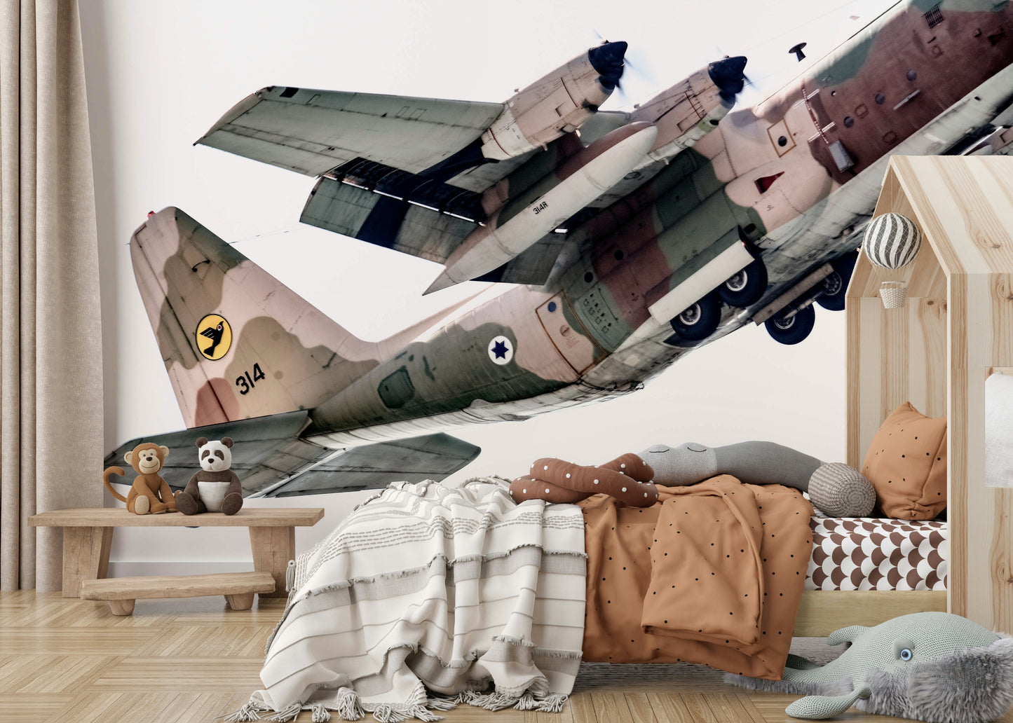 A peaceful abstract design mural on decorative wallpaper.

