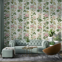 A graceful subtle rose wall mural in soft, pink tones.

