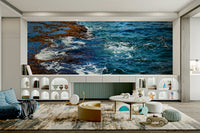 A beautiful serene beach wallpaper mural with subtle light.

