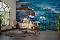 A beautiful wide-angle wall mural of the sea.

