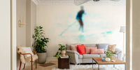 A calming ocean wave wallpaper mural that defines a space.


