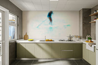 A beautiful wide-angle wall mural of the sea.

