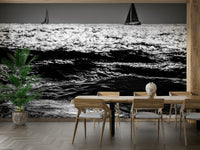 An artistic nature seascape mural for home decor.

