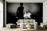 An artistic cultural celebration mural on minimalist wallpaper.

