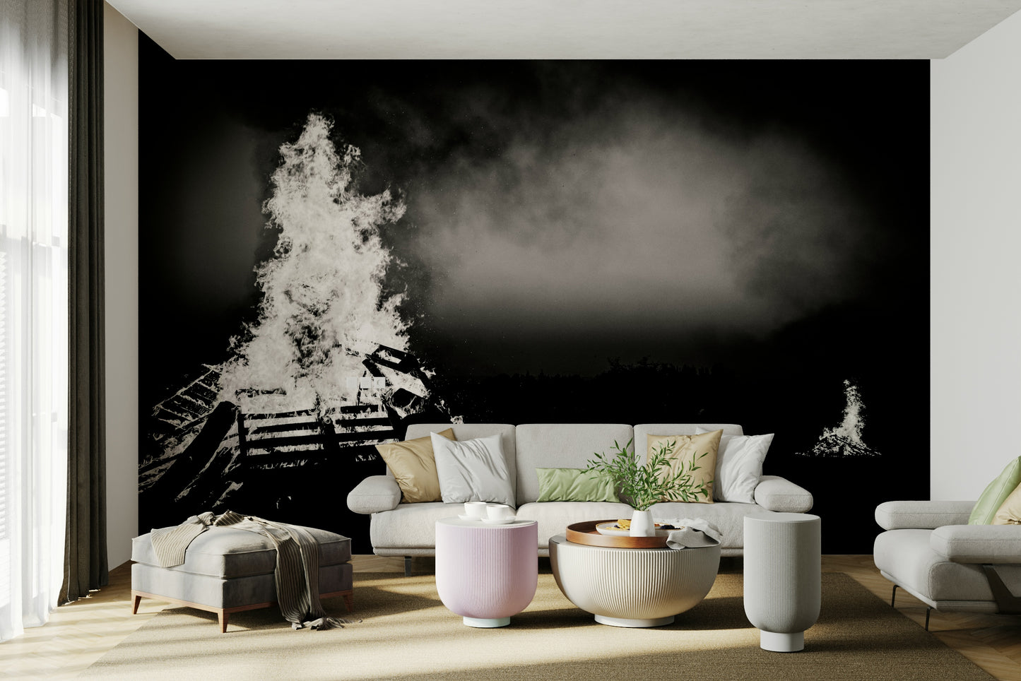 A calming spiritual theme wallpaper mural that defines a space.

