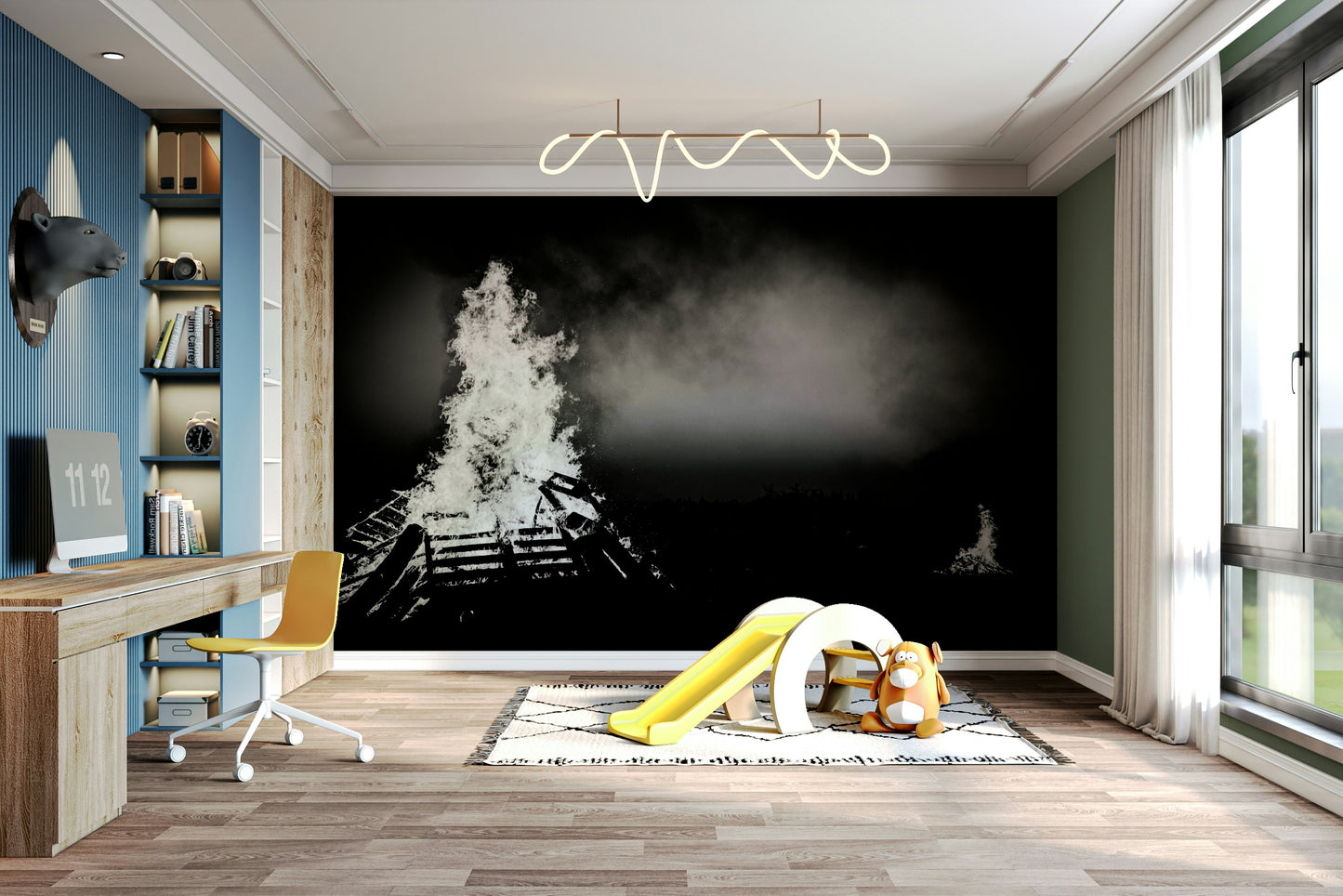An artistic warm glow mural for home decor.

