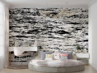 A serene wave motion wall mural for nautical decor.

