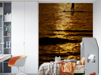 A calming water view wallpaper mural that defines a space.

