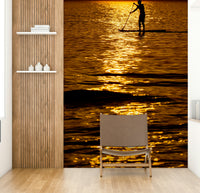 A beautiful Mediterranean sunset wallpaper mural over the sea.

