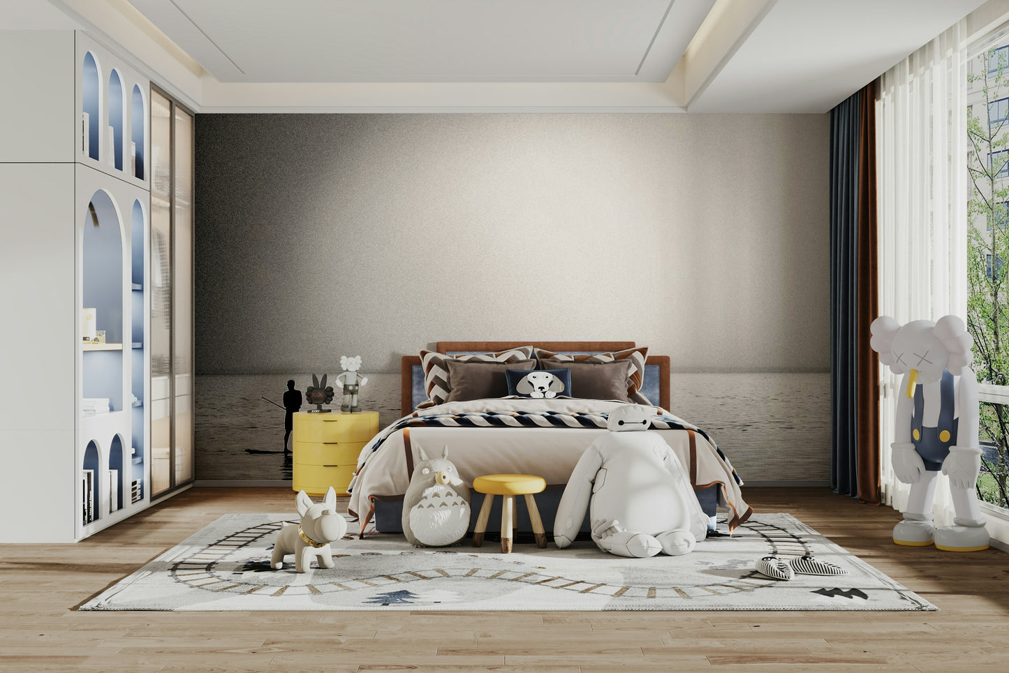 An artistic nature seascape mural for home decor.

