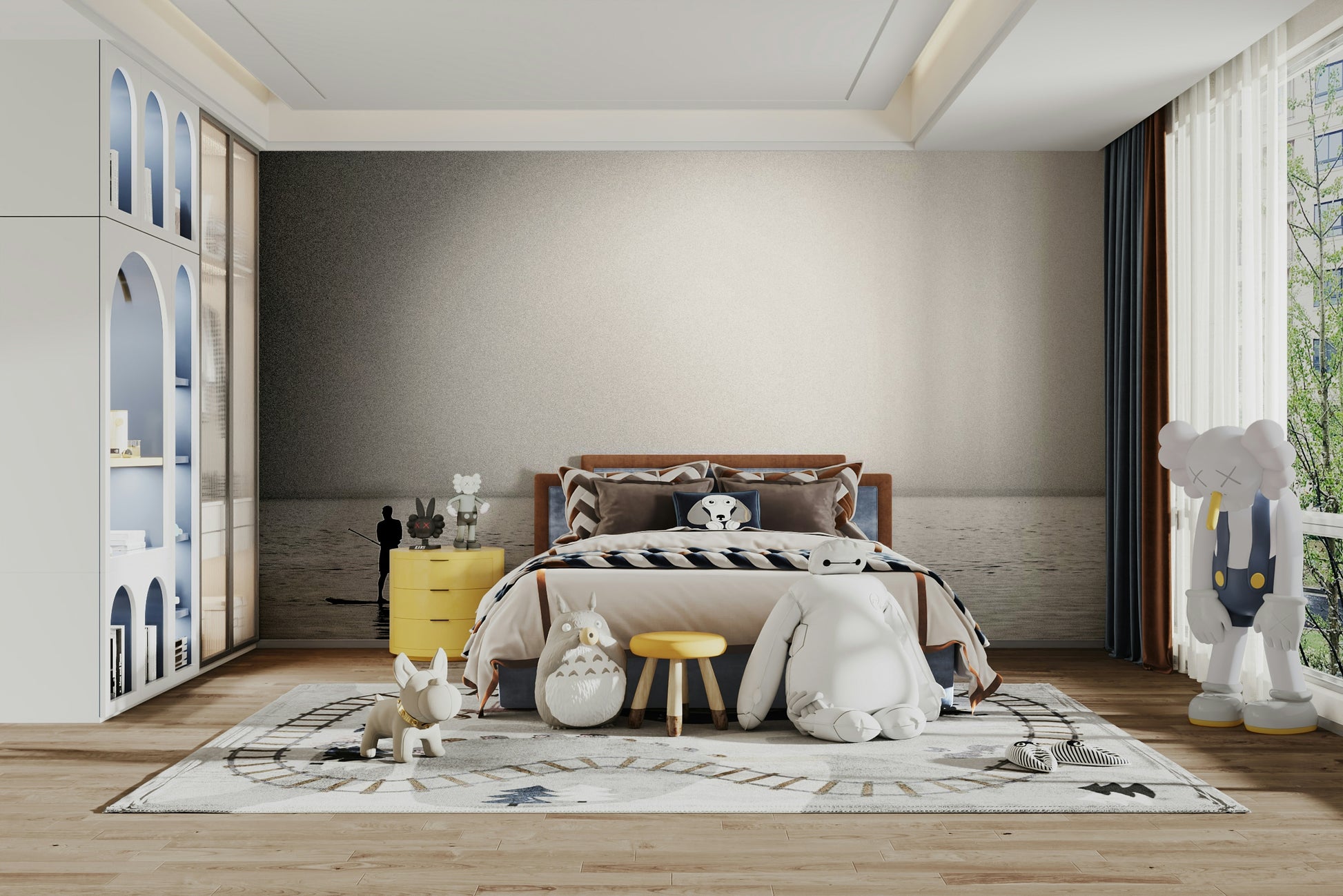 An artistic nature seascape mural for home decor.

