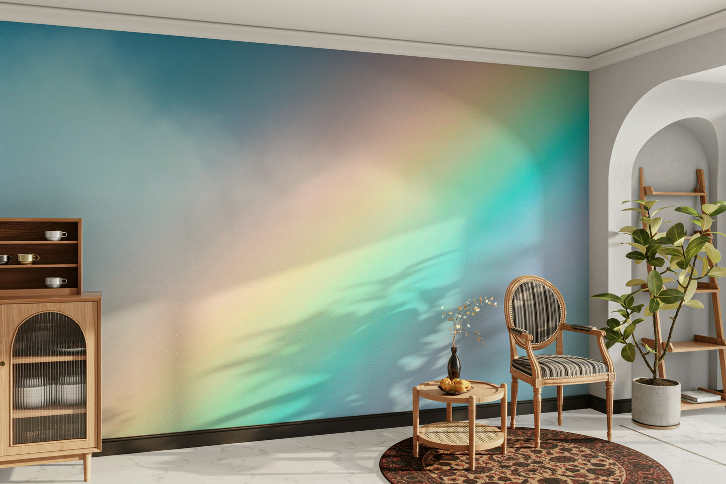 A beautiful modern art wall mural for a living room.


