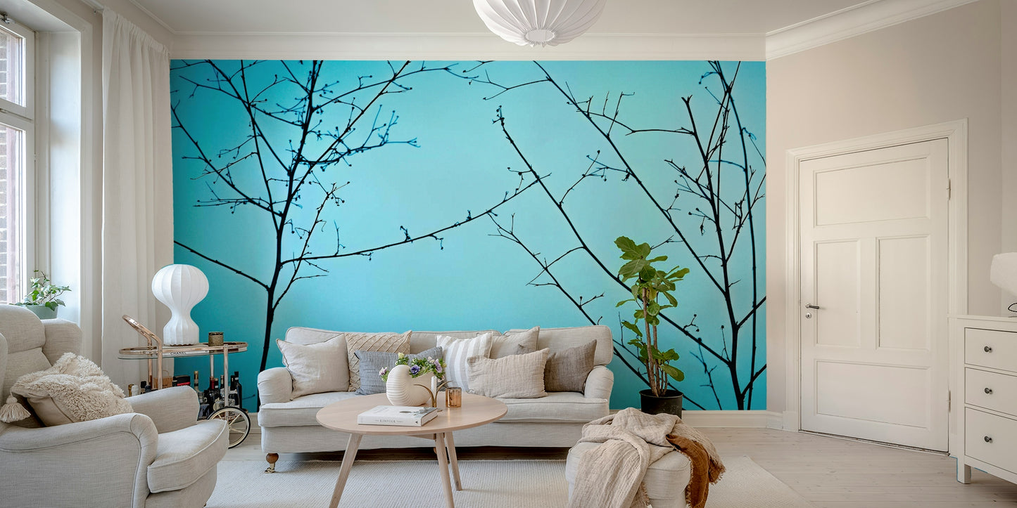 A beautiful twilight landscape wallpaper mural for a modern home.


