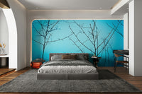 A contemplative twilight forest wallpaper mural for a feature wall.

