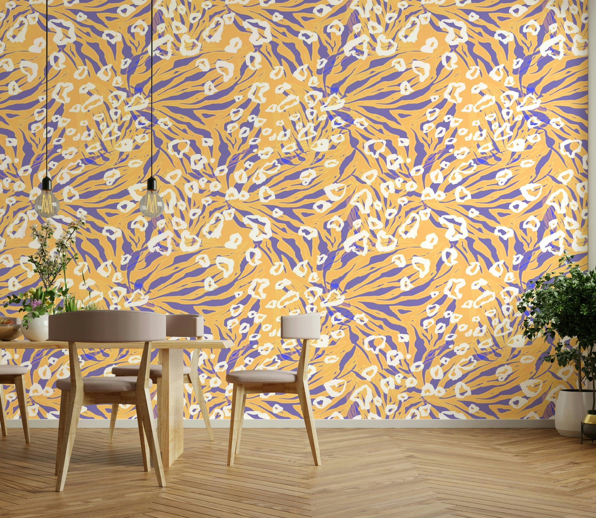An artistic exotic pattern mural for home decor.

