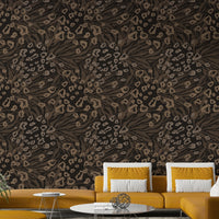 A graceful subtle pattern wall mural in rich, natural tones.

