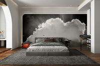 A beautiful modern cloudscape wall mural for a living room.

