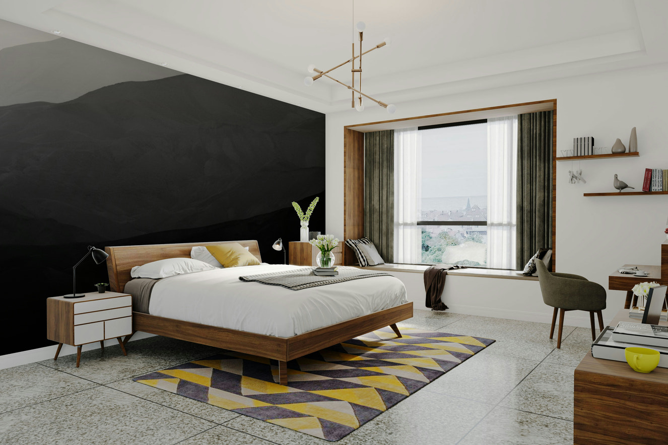 A beautiful desert mountain wallpaper mural for a modern home.

