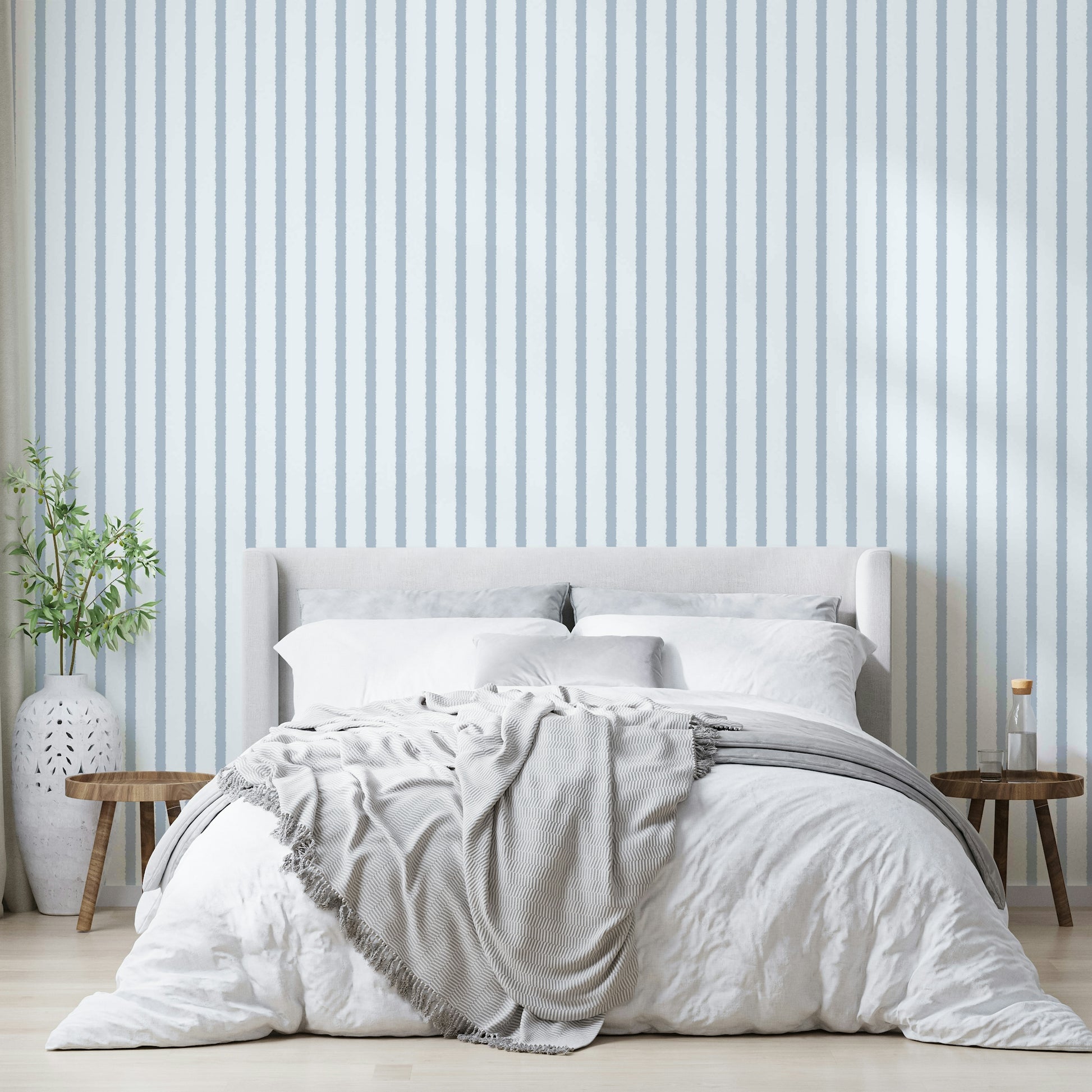 A contemplative striped design wallpaper mural for a feature wall.

