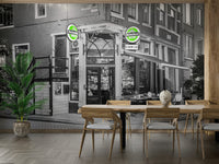 A beautiful urban night wall mural for a living room.

