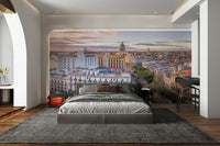 An artistic Havana cityscape mural on minimalist wallpaper.

