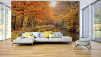 A graceful subtle leaf wall mural in warm, natural tones.

