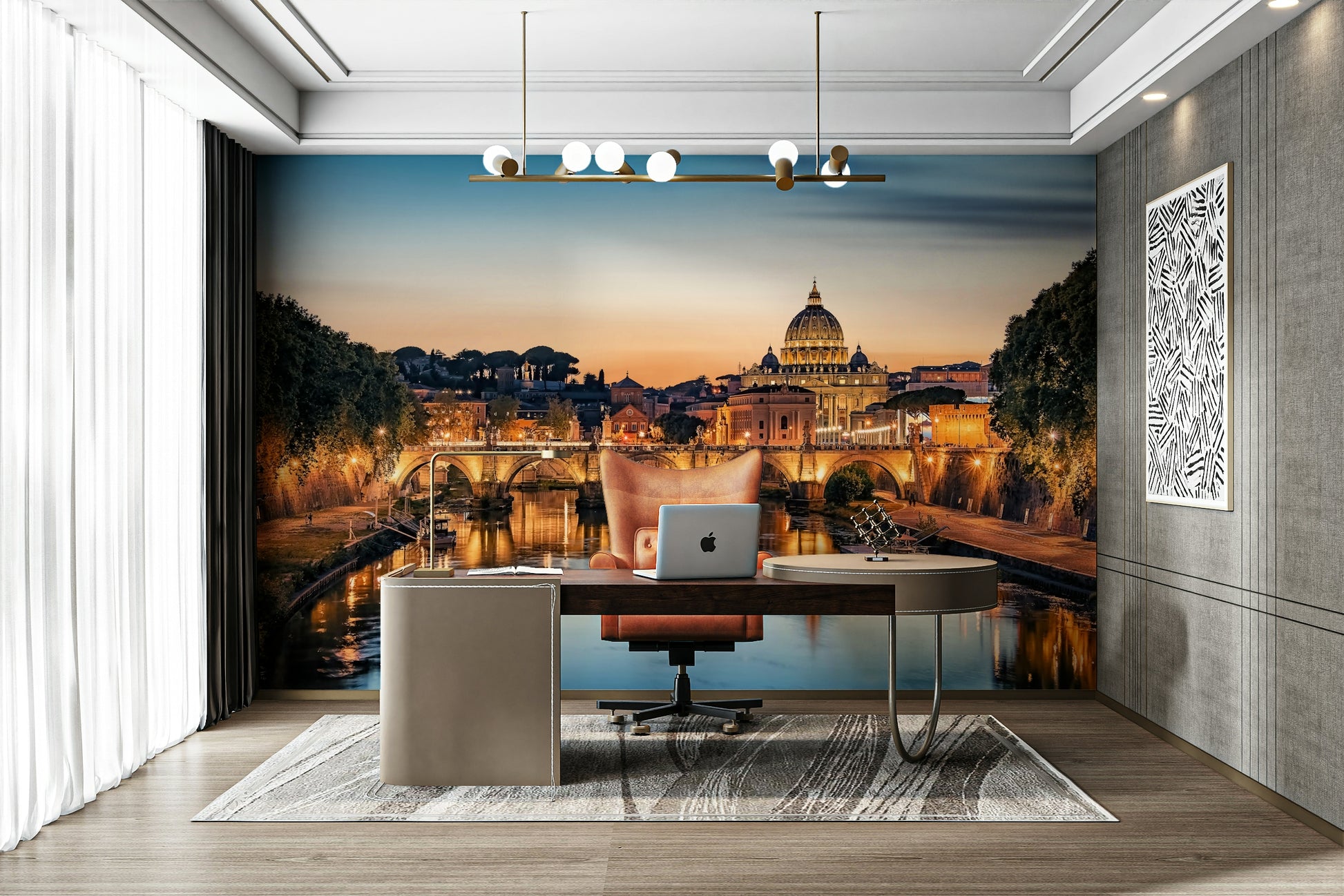 A beautiful twilight Rome wallpaper mural with historic buildings.

