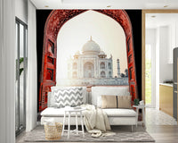 A contemplative Taj Mahal vista wallpaper mural for a feature wall.

