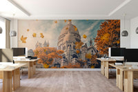 A contemplative autumn Paris wallpaper mural for a feature wall.

