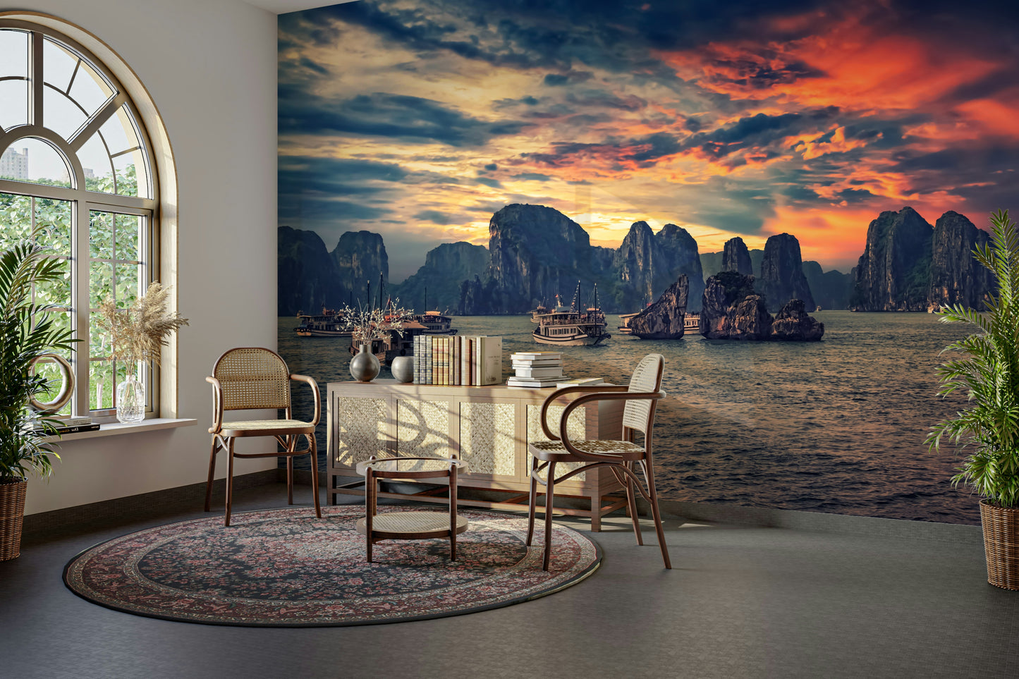 A contemplative Vietnam view wallpaper mural for a feature wall.

