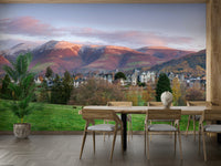 A beautiful serene Keswick wallpaper mural with a sunrise.


