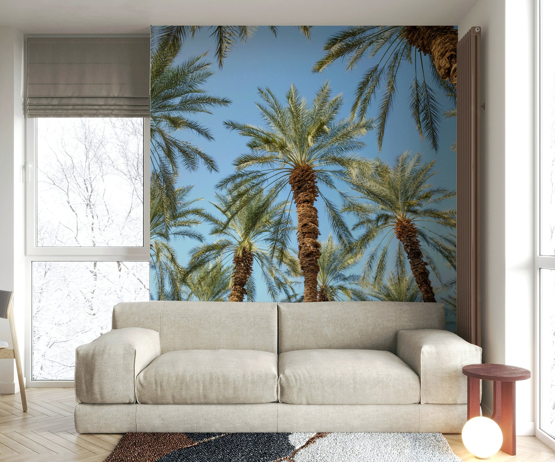 A serene tropical foliage wall mural for your decor.

