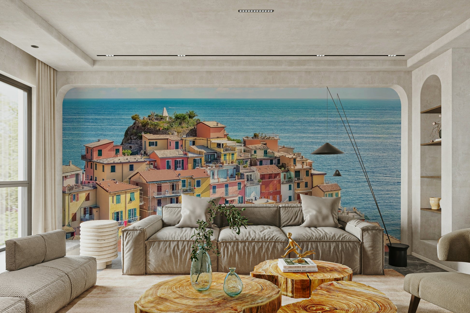 A beautiful panoramic sea wall mural for a living room.

