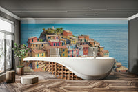 An artistic travel theme mural for home decor.

