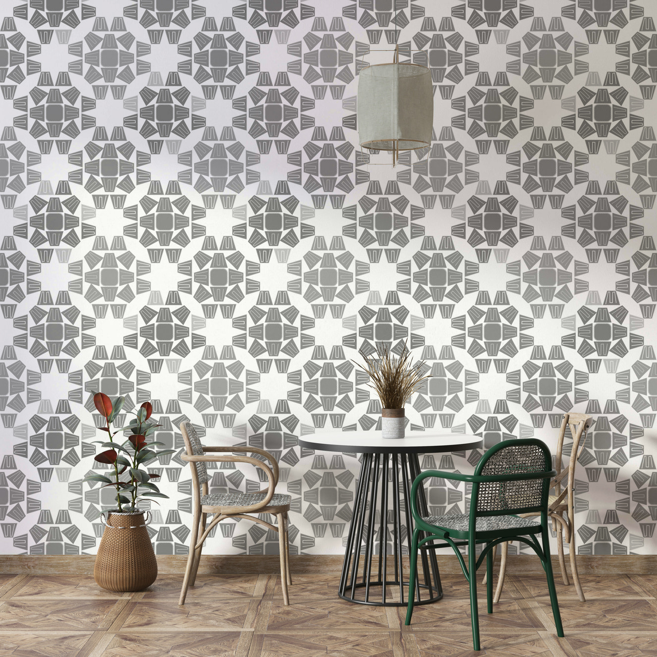 A beautiful subtle gray wallpaper mural for a modern room.

