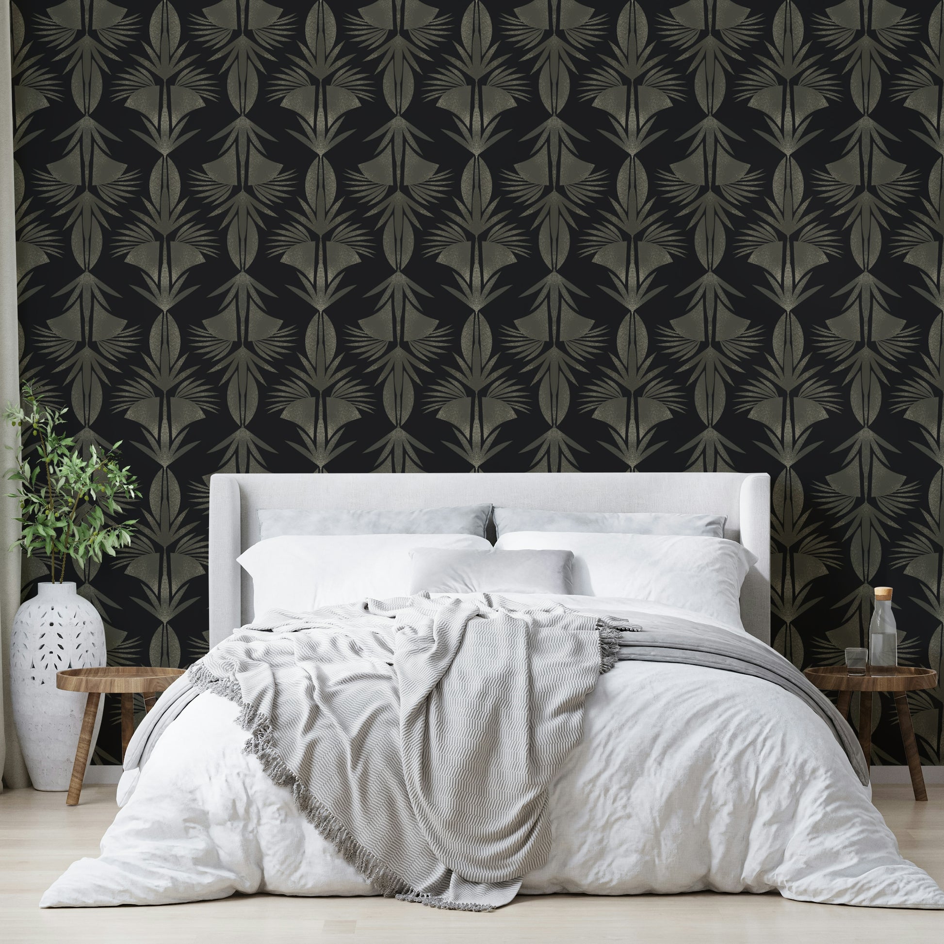 A serene botanical pattern wall mural for your decor.

