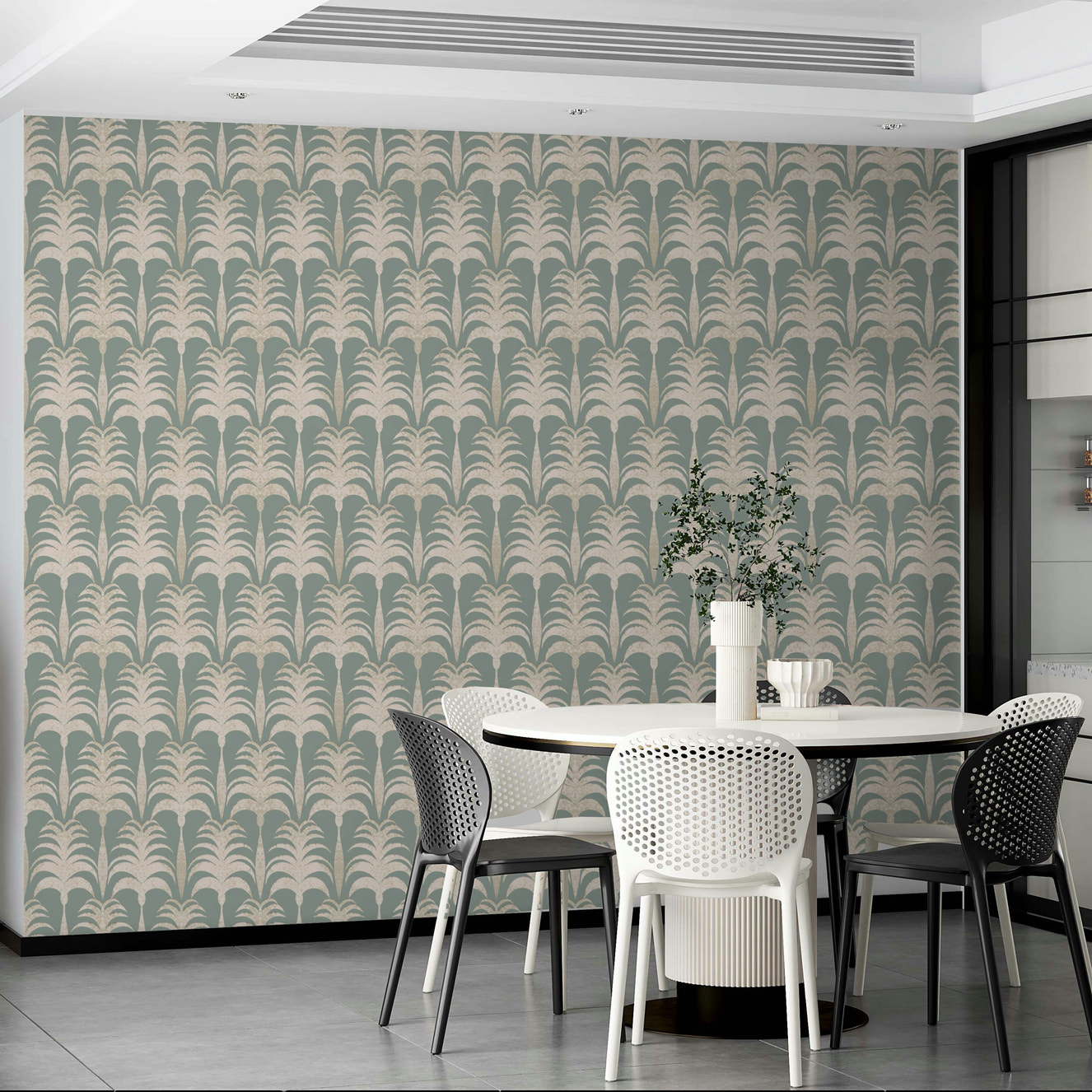 A beautiful tropical palm frond wallpaper mural for a modern home.

