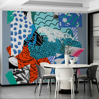 A beautiful abstract blue wallpaper mural for a modern home.

