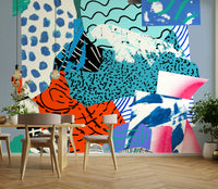 A contemplative subtle blue wallpaper mural for a feature wall.

