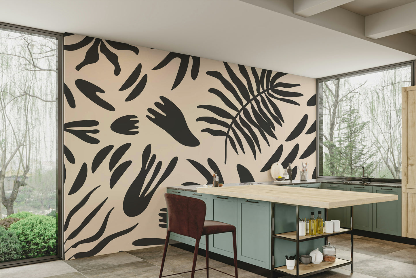 A classic floral design wallpaper for walls.

