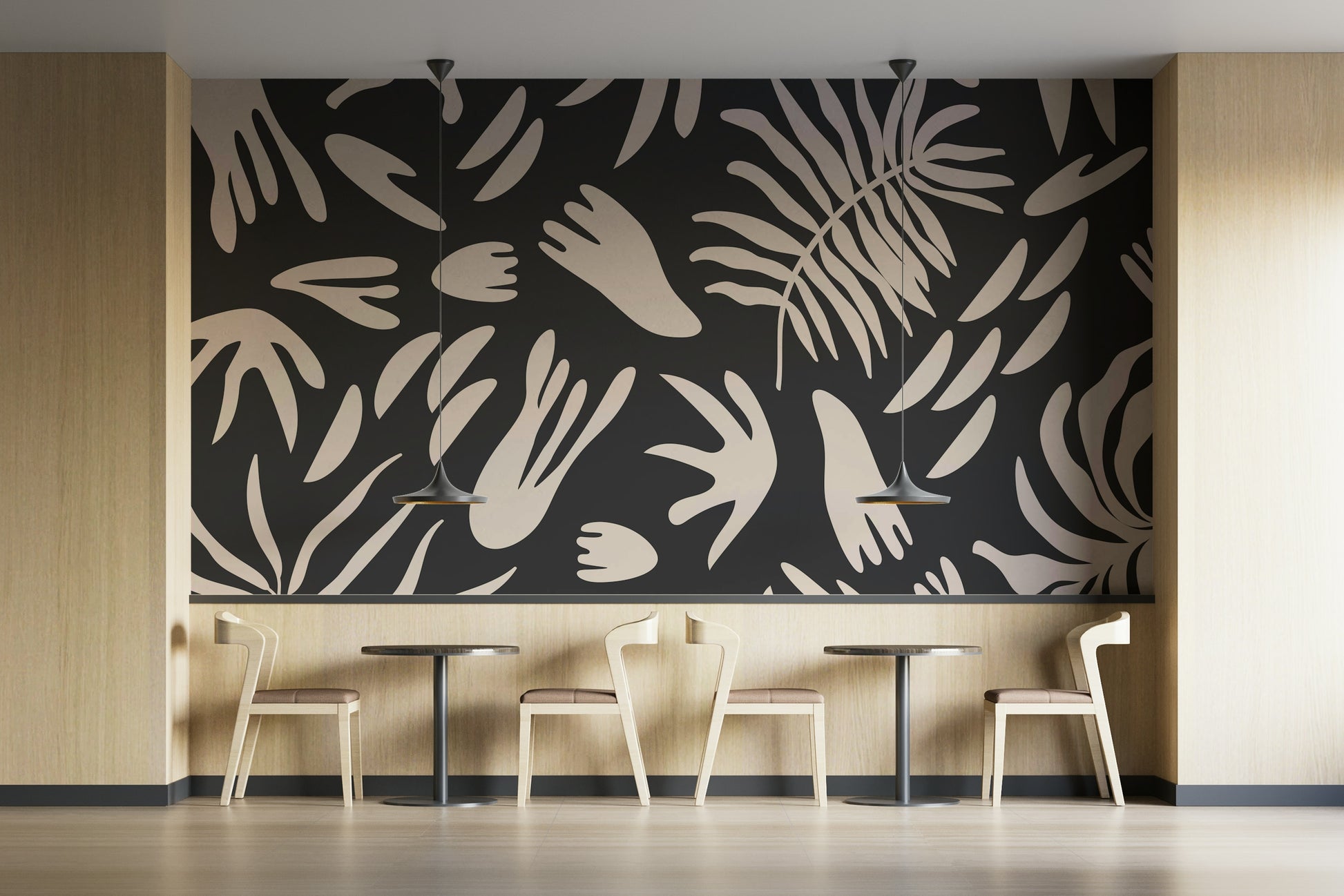 A contemplative natural form wallpaper mural for a feature wall.

