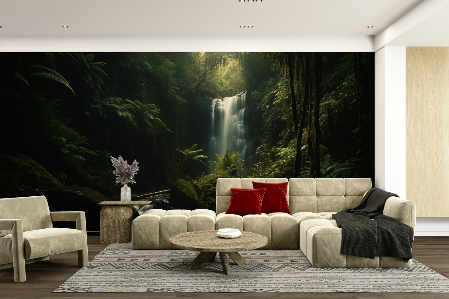 An artistic nature landscape mural for home decor.

