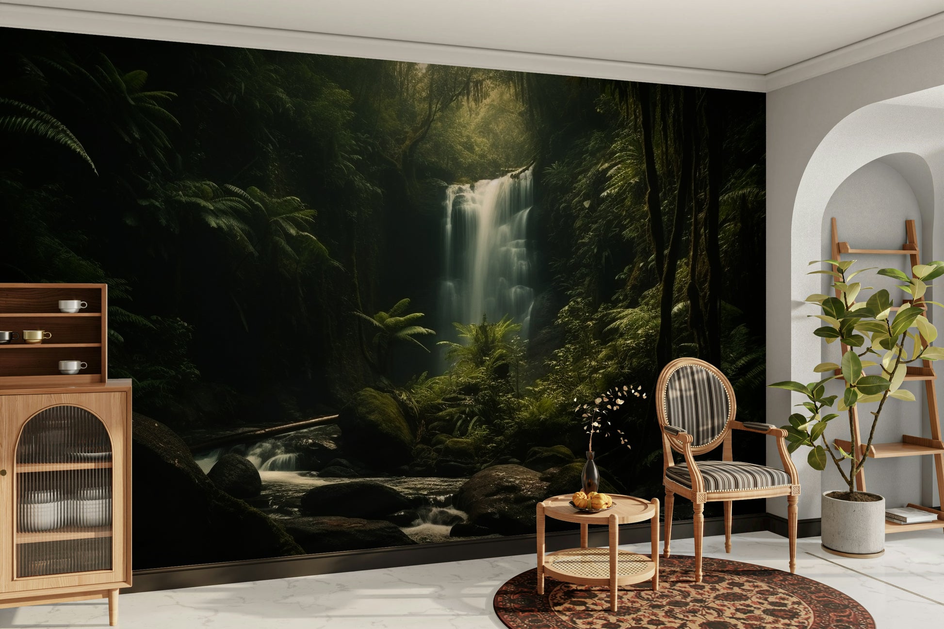 A serene moody waterfall wall mural for your decor.

