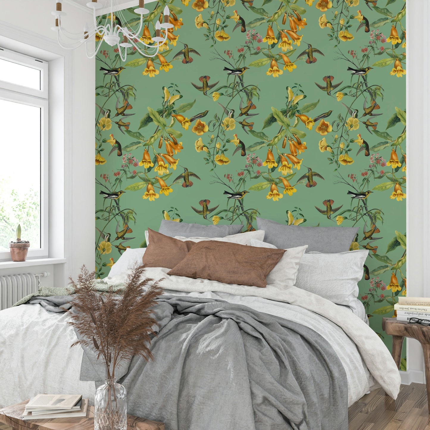 An artistic nature inspired mural for home decor.

