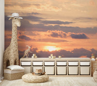 A contemplative golden light wallpaper mural for a feature wall.

