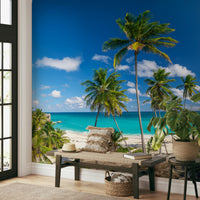 An artistic nature escape mural for home decor.

