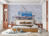 A serene coastal decor wall mural with a nautical theme.

