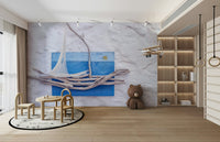 A contemplative rustic nautical wallpaper mural for a feature wall.

